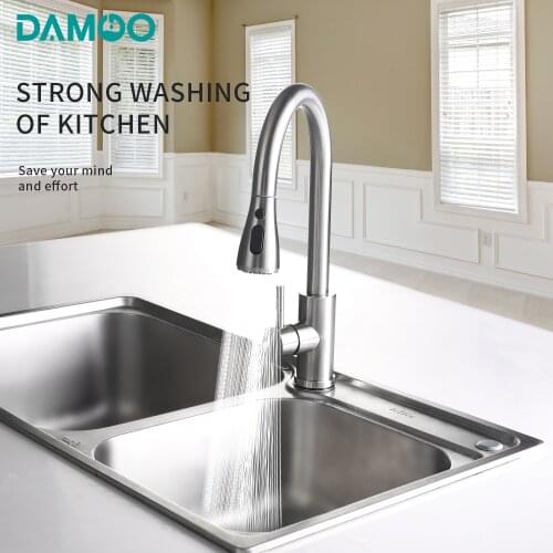 Kitchen Faucet Pull Down Sprayer Brushed Nickel High Arc Single Handle include Deck Plate