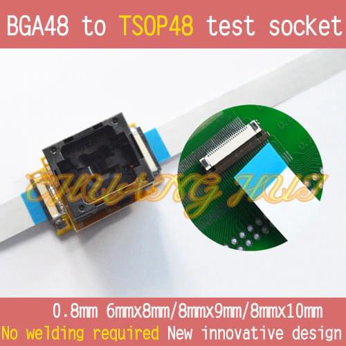 TEST FLASH BGA48 IC SOCKET BGA48 TO TSOP48 test socket for BGA48,Pitch=0.8mm Size=8mmx9mm