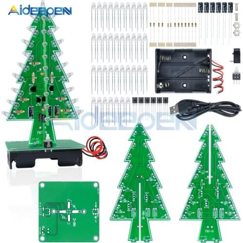Three-Dimensional 3D Christmas Tree LED DIY Kit Red/Green/Yellow LED Flash Circuit Kit Electronic Fun Suite