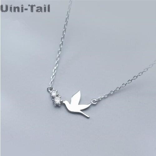Uini-Tail hot new 925 sterling silver temperament cute little swallow micro-inlay necklace Korean fashion sweet dynamic GN874