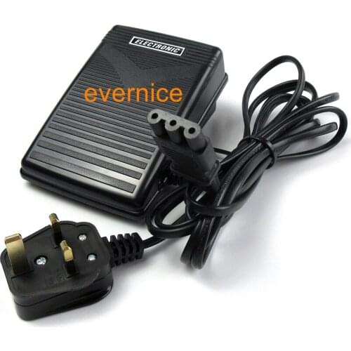 UK-plug 220VFoot Control Pedal & Lead E Type For Elna Sewfun 2004 2100 2200 340