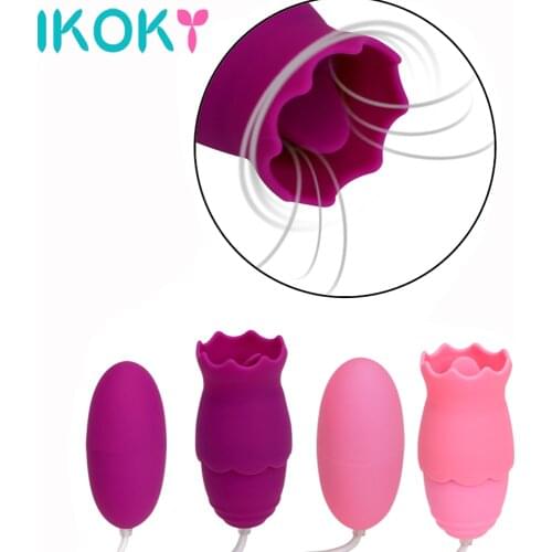 IKOKY 11 Mode Tongue Vibrators G-spot Vibrator Oral Clitoris Stimulator Female Masturbation Sex Toys USB Charge