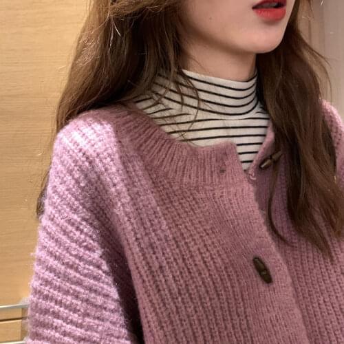 Woman Tshirts Autumn and Winter Striped T-shirt Loose High Collar Womens Long-Sleeved Top Tops Mujer Camisetas