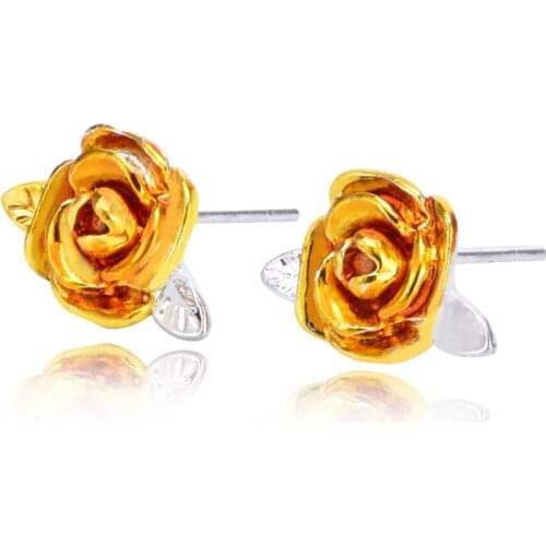 Fashion Sale Small Sculpture Flower Stud Earrings For Women Gold Color Metal Earring Female Jewelry Gift Wholesale Drop Shiping