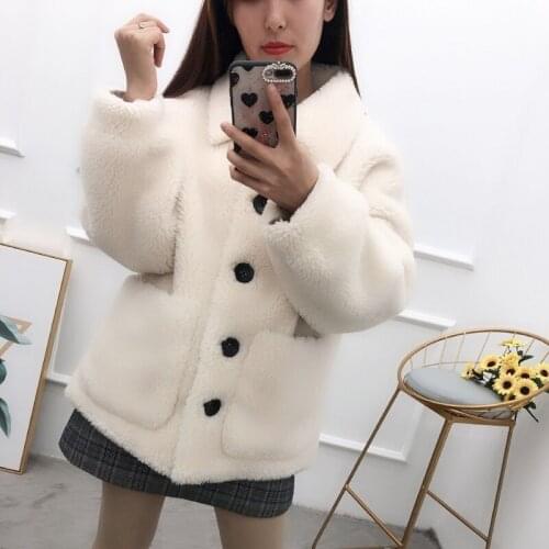 Real wool women coat Genuine Composite Shearling Lamb Fur Coat Women Wool Fur Coat with Faux Suede Leather Liner
