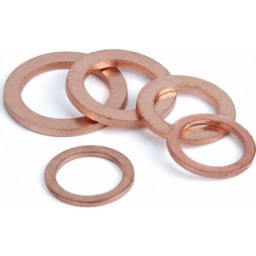 1/2/5/10/25pcs M5 - M48 Solid Red Copper Sealing Washer Gasket Sump Plug Oil For Boat Flat Seal Ring Tool Hardware Accessories