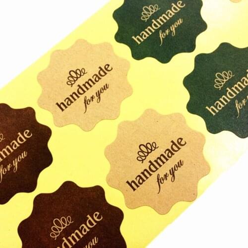 1200pcs Vintage Flower Round Wave design Kraft paper Sticker for Handmade ProductsDIY multifunctional Gift seal stickerWholesale
