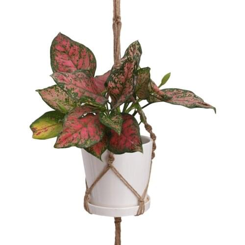 125cm Dark Jute Double Macrame Hanger 2 Tiers Plant Pot Hanging Holder Polyester Hemp Rope Hanging Net Plant Hangers