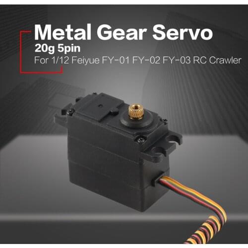 20g Servo 5pin Metal Gear 4.8-6V for 1/12 Feiyue FY-01 FY-02 FY-03 RC Car Crawler Truck Steering Part Accessories