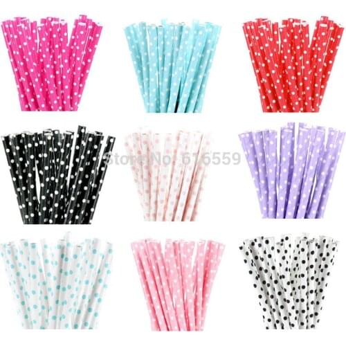 25pcs/lot Mini Dot Colorful Paper Straws For Birthday Wedding Baby Shower Decorative Creative Drinking Straws Supplies