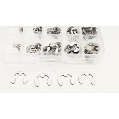 304 stainless steel E-shaped washer classification kit shaft fastener M1.5~M10 circlip fixing ring stainless steel 120pcs