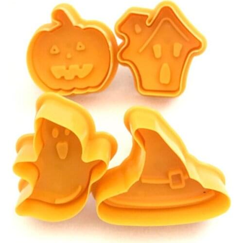 3D Embossing Mold DIY Fondant Cake Decoration Mold 4PCS Halloween Biscuits Cut Mold Spring Cookie Mould Kitchen Baking Tool