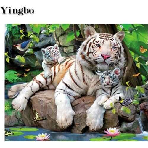 5d diy Diamond painting Cross Stitch Diamond Embroidery Tiger family Diy diamond Mosaic 3d Picture of Rhinestones room decor