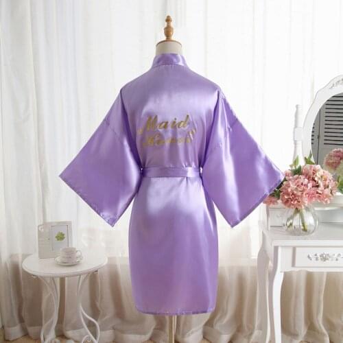 BALDAUREN Bronzing Powder Chief Bridesmaid Maid of Honor Wedding Dressing Gown Nightgown Simulation Silk Cardigan
