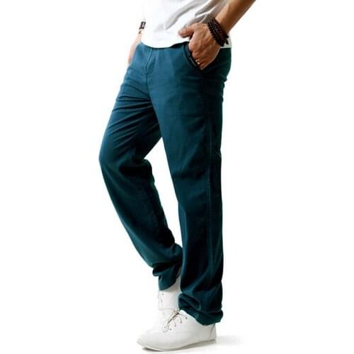 New Style Pants Men Loose Straight Trousers Men Thin Breathable Joggers Sweatpants Male Casual Cotton Linen Pants pantalon homme