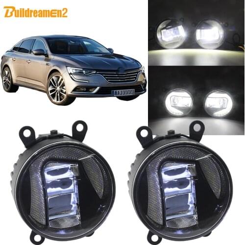 Buildreamen2 For Renault Talisman 2016 2017 2018 2in1 Function Car LED Projector Fog Light + DRL Daytime Running Lamp White 12V