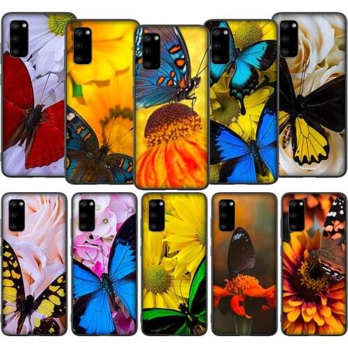 T28 Butterfly On White Roses Flower Case for Galaxy A01 A10 A11 A20 A20E A21 A30 A40 A41 A50 A51 A60 A70 A71 A81 A91 M10 M20 M30