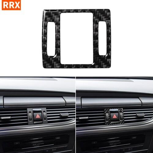 For A6 S6 C7 A7 S7 4G8 2012-2018 Carbon Fiber Sticker Warning Light Hazard Switch Cover Emergency Flasher Button Frame Interior