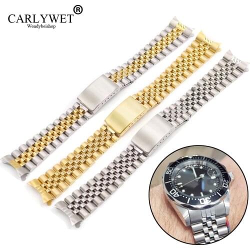 19 20 22mm Two tone Hollow Curved End Solid Screw Links Replacement Watch Band Old Style VINTAGE Jubilee Bracelet For Datejust