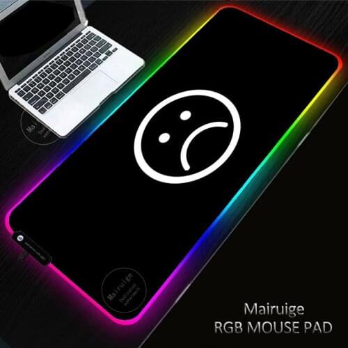 Smiley Emotions LED Light Gaming XXL Mouse Pad RGB Large Keyboard Cover Non-Slip Rubber Base Computer Desk Mat PC Game MousePad