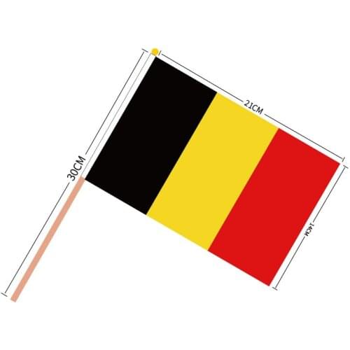 Free shipping 100pcs belgium Hand Flag National belgium Hand Flag 14*21cm Polyester Banner Custom Hand flag