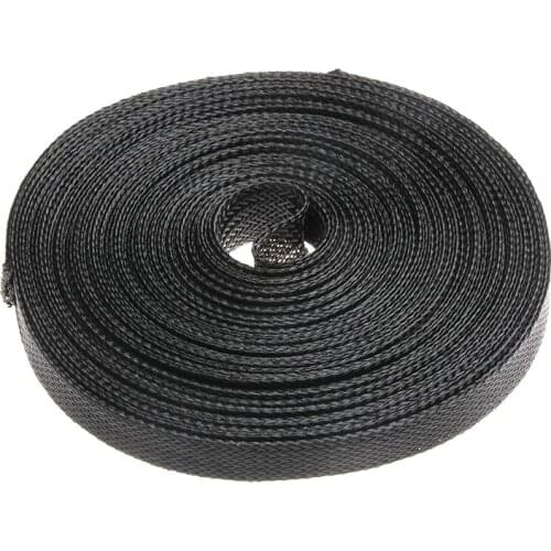 12mm Black 10M Nylon PET High Density Insulation Braided Cable Sleeve Wire Gland Cables Protection