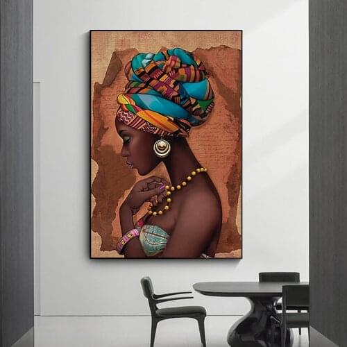 African Art Black and Nude Woman Painting Canvas Cuadros Posters and Prints Scandinavian Wall Art Picture for Living Room Wall