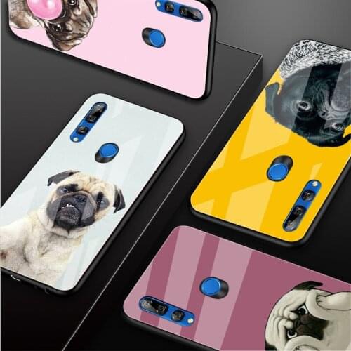 Cute dog Tempered Glass Phone Case For Huawei honor 8X 9 10i 20i 20Lite 20Pro 30 Pro Cover Shell