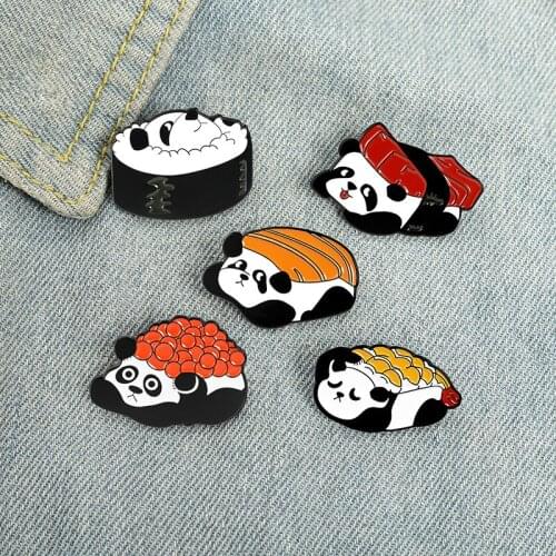 Fashion Creative Fun Panda Alloy Sushi Animal Brooch Personality and Cute All-match Backpack Shirt Badge Clothing Accessories