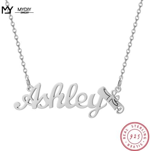 MYDIY 925 Sterling Silver Trendy Bow Pendant Necklaces Customize custom name For Women Statement Jewelry To Girlfriend SISTER