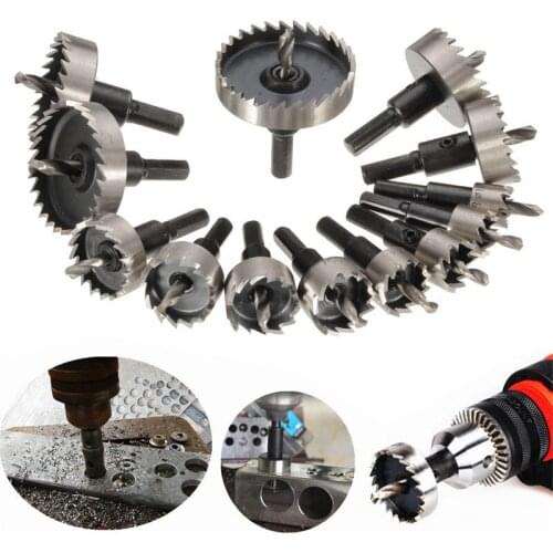 13 Pcs 16-53mm HSS Steel Hole Saw Kit Drill Bit Cutting Drilling Tools Cutter for Metal Wood Alloy