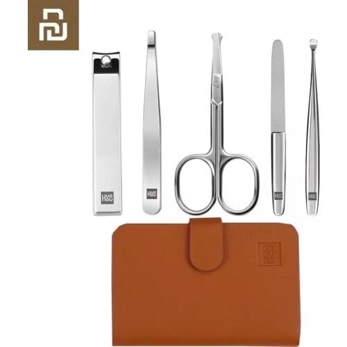 Xiaomi Huohou 5pcs Newest Nail Clippers Nose Hair Trimmer Portable Travel Hygiene Kit Stainless Steel Nail Cutter Tool Set