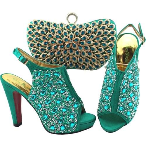 Fashion Women Matching Shoe and Bag Set Spring Autumn Ladies Pumps Sexy Buckles High Heels Bags and Shoes Set