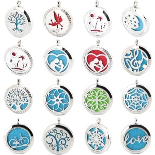 New Arrive More Than 25 styles Aromatherapy Essential Oils Stainless Steel Necklace pendant Perfume Diffuser Locket