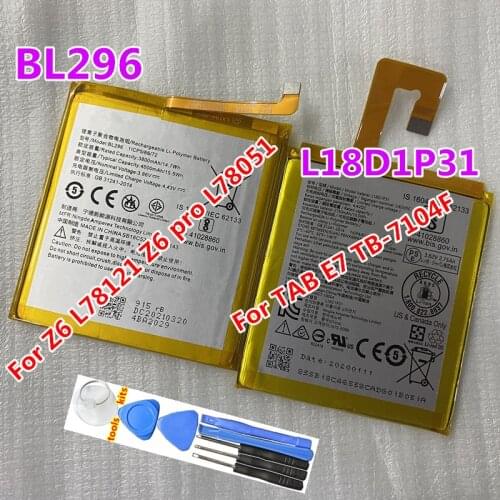 New High Quality BL296 / L18D1P31 Battery For Lenovo Z6 L78121 Z6pro / Z6 pro L78051 / TAB E7 TB-7104F Mobile Phone Batteries
