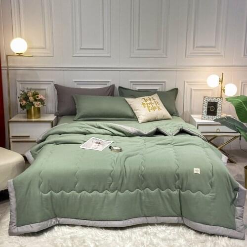 Pure Color Summer Quilt Boys Green Bedspread Blanket Fashion Comforter Soft Bed Cover Twin Full Queen Quilting Solid Bedclothes