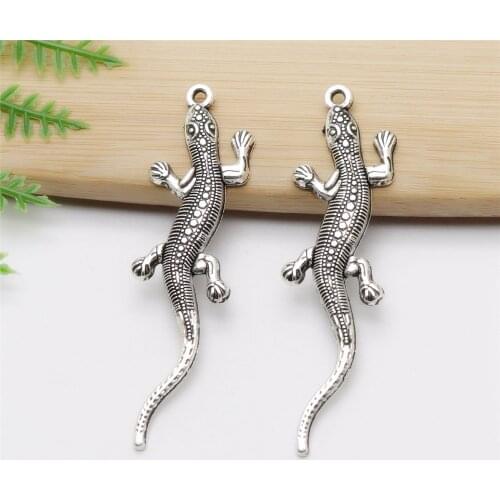 Wholessale 32pcs(56*16mm) Antique Silver Plated Charms lizard Pendants for Bracelets Necklace DIY Jewelry Making