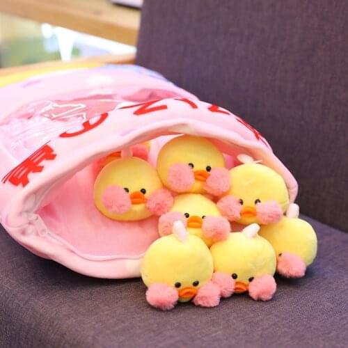 A Plushie Bag Pudding Pillow Toys Stuffed Mini Animals Kawaii Hyaluronic Acid Duck Plush Cushion Childrens Girls Birthday Gift