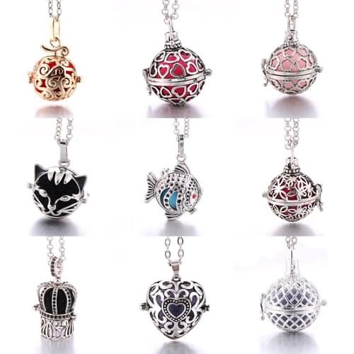 Popular New Love Heart Cat Spherical Necklace Perfume Diffuser Necklace Perfume Aromatherapy Necklace Jewelry Suitable to Ladies