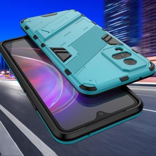 Bibercas Armor Shockproof Case for Vivo V21 5G Camera Lens Protection Back PC & Rubber Phone Cover for Vivo V21 Stand Capas