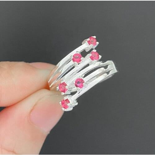 SALE Fashion Crystal Rings for Women Silver Color Jewelry Red Purple Six Zirconia Special Offer Factory Price Wholesale Gift