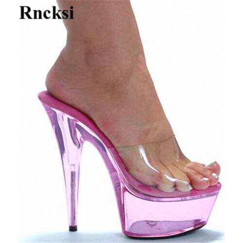Rncksi Sexy New Women 15CM High Heel Clear Platforms Pole Dance/Performance/Model Shoes, Wedding Pole Dance Slippers