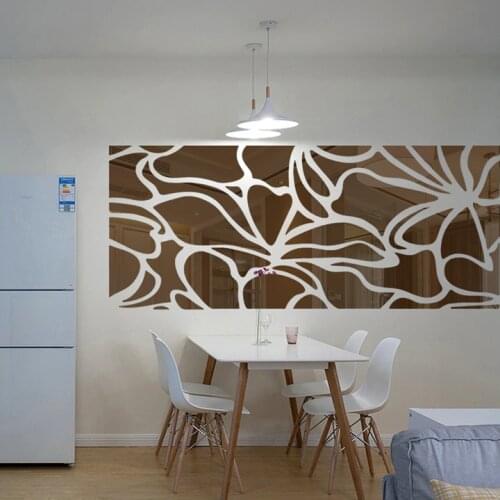 Silver Color Sticker Geometry Pattern Large Creative Wall Decals Acrylic Mirror Wall Stickers for Kids Rooms Living Room Decor