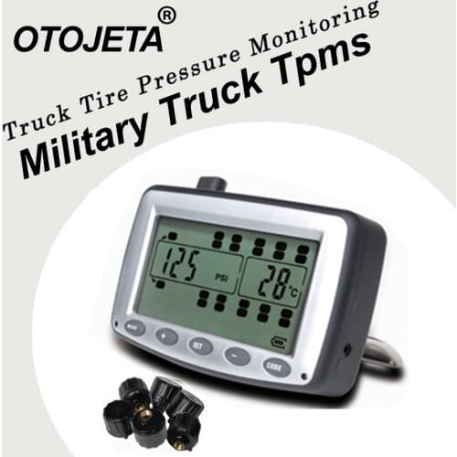 Military truck Tire Pressure Monitoring System Car TPMS 4 External Sensors for Truck Trailer,RV,Bus,Miniature passenger car