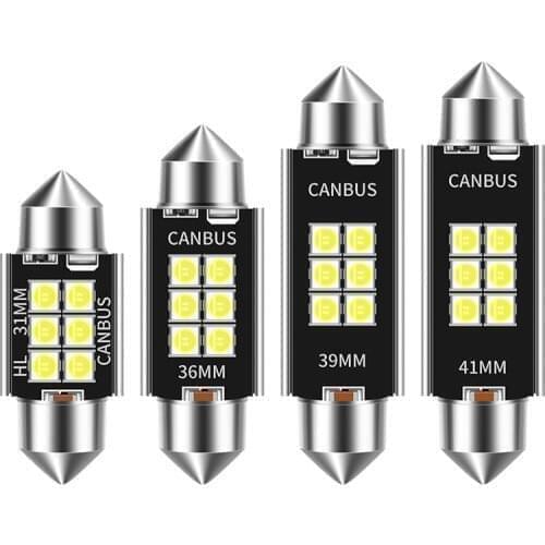 2pcs C5W C10W LED Canbus bulbs 3030 6SMD Festoon White 31mm 36mm 39mm 41mm Dome Reading Light Bulb Car Interior lighting lamps