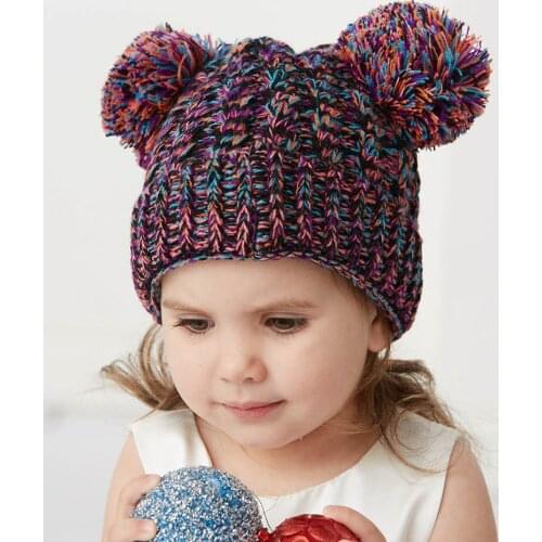 Warm kids winter hat Croceht beanies Knitted hat for girls Warm hat beanie Children Thick winter hat Soft Cute Casual hat H198S