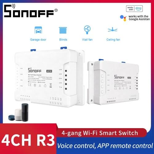 Sonoff 4CH R3 Smart Switch Wifi 4 Gang DIY Smart Home Automation Voice Control Sonoff Wifi Switch Work With Alexa Google Home