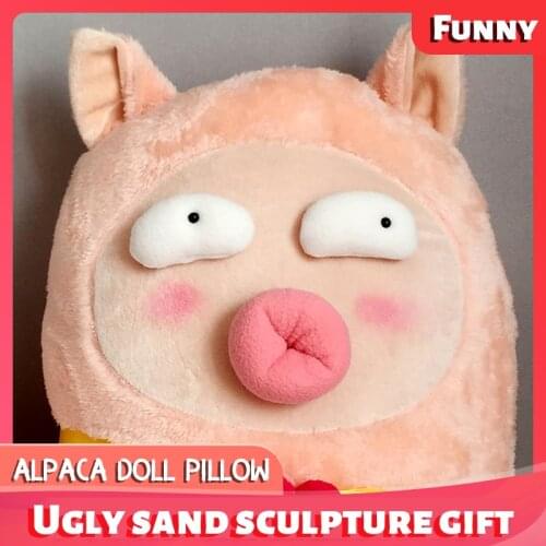 Ugly Cute Sand Sculpture Creative Pillow Alpaca Grass Mud Horse Doll Plush Toy Alpaca Doll Creative Pillow Birthday Gift