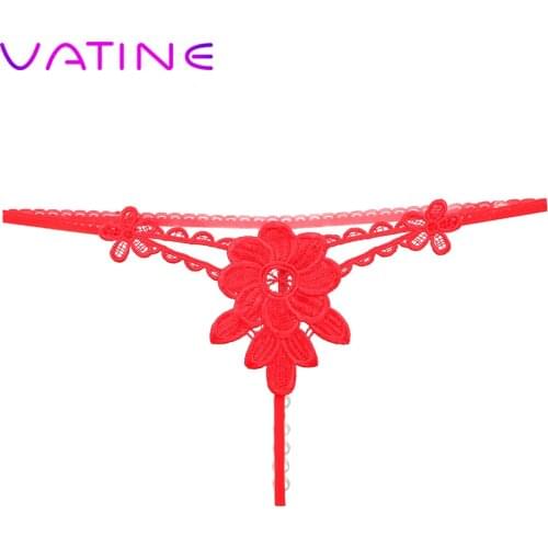 VATINE Erotic Underwear Clit Bead Women Crotch Panties Flirt Sexy Lingerie Embroidery G-string Thong Panties Porn Lace T-back