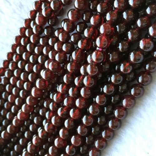Veemake Dark Red Garnet DIY Necklace Bracelet Earrings Natural Crystal Womens Gemstone Round Beads For Jewelry Making 05730